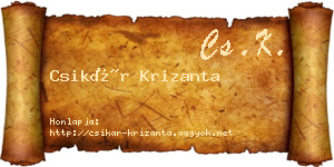 Csikár Krizanta névjegykártya